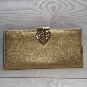Lovcat gold wallet with embellished heart
